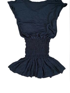 Maje Black Smocked Waist Mini Dress Size 1 XS/S Parisian Draped Peplum Elegant
